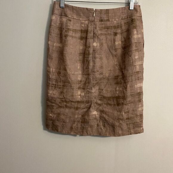 Loft Linen Brush Stroke pattern Brown/Tan Pencil skirt, size 2 - Picture 2 of 4